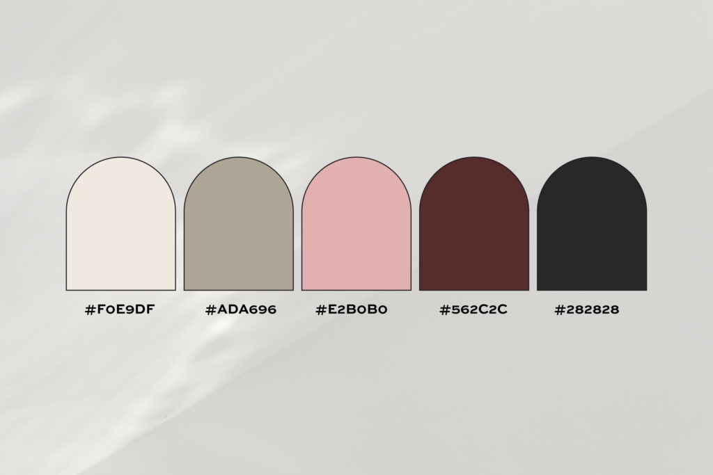 Blush pink and wine red color palette.
