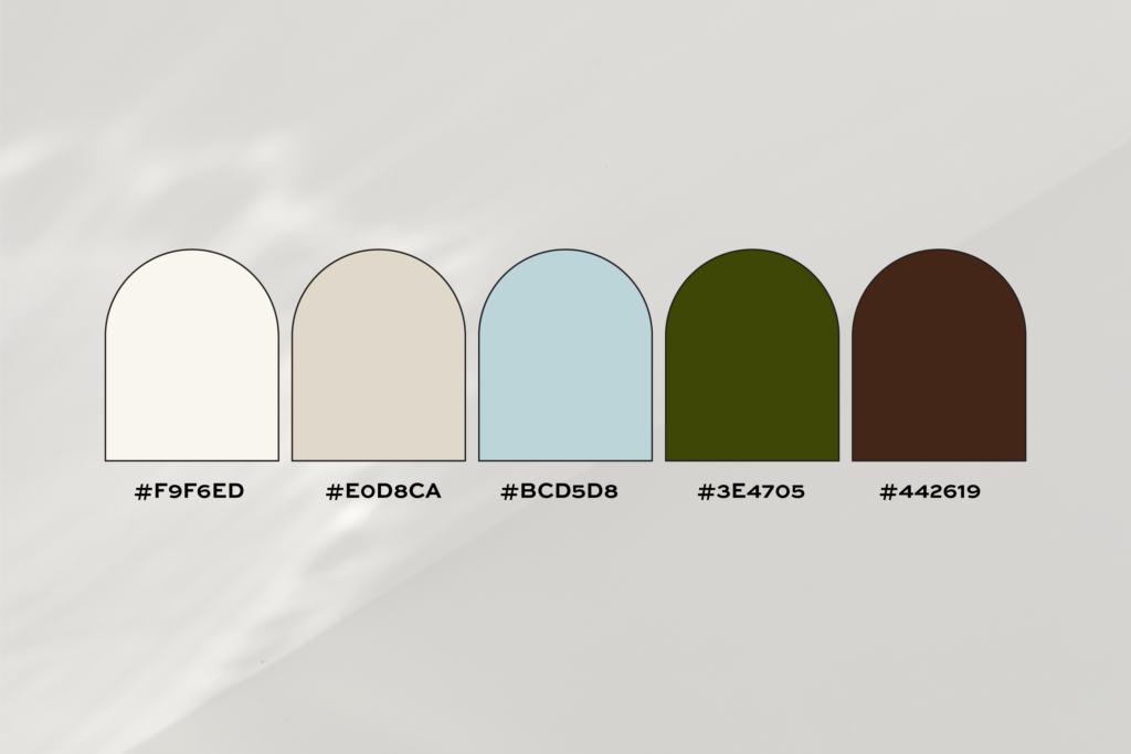 Cream and forest green color palette.