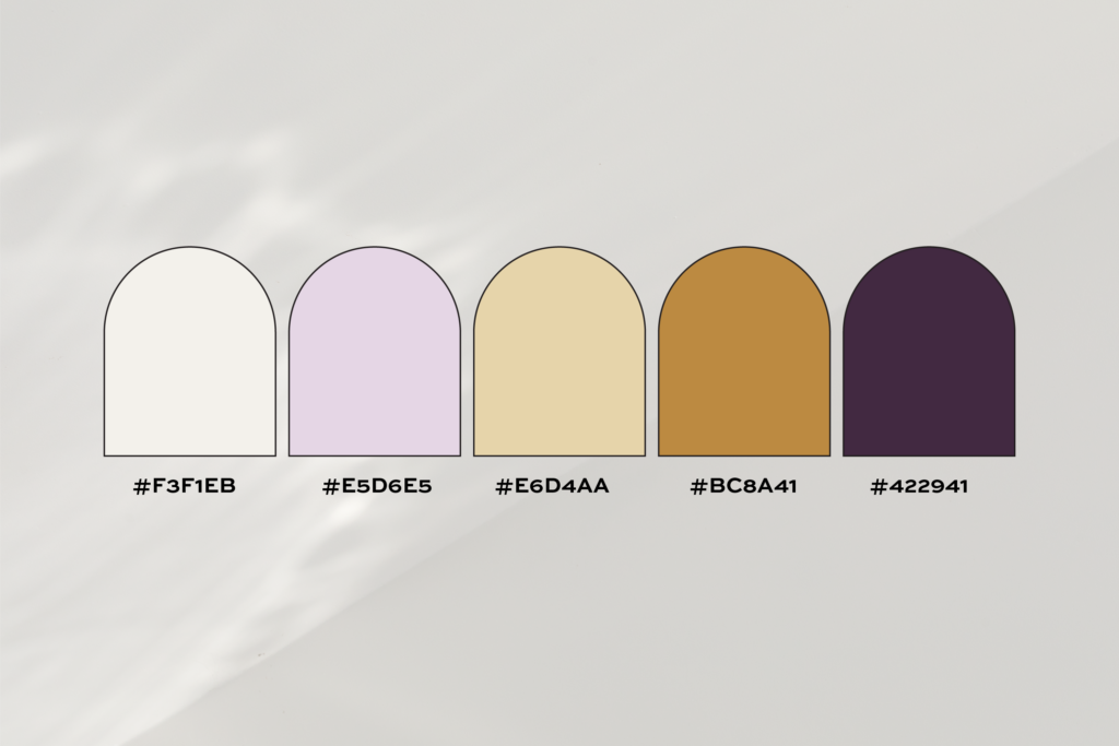 Purple and golden color palette.